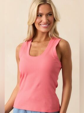 Z Supply Women’s Ribbed Sirena Sunset Pink Scoop Neck Tank Top Size X-Small